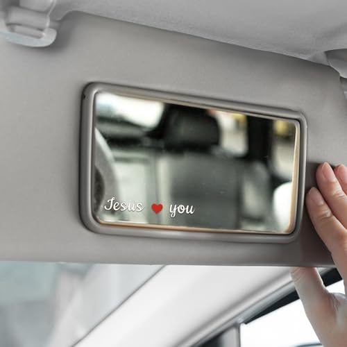 Image of 3 Pcs Jesus Loves You Rear View Mirror Decals, Christian Car Stickers with Red Heart, Waterproof Vinyl Christian Car Decor for Women, DIY Decals for Car Windows, Walls, Laptops & Vanity