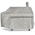 i COVER 60 Inch 600D Heavy-Duty Premium Classic Outdoor Canvas BBQ Barbecue Off-Set Khaki Smoker Cover for Weber for Char-Broil for Brinkmann for Nexgrill