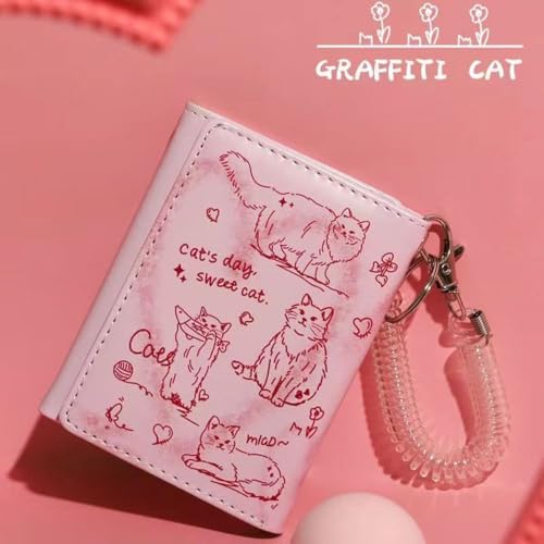 New Women Wallets Female Leather Purses Card Holders Graffiti Cat Portable Coin Purse Larg4