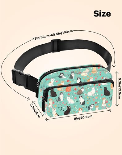 Image of Cats Fanny Pack Lightweight Belt Bag Fashion Waist Pouch | Waterproof, crossbody bags for women, sports, running, traveling, hiking