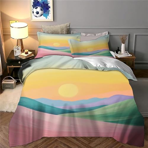 Parure de lit paysage couchant en microfibre douce 135x200