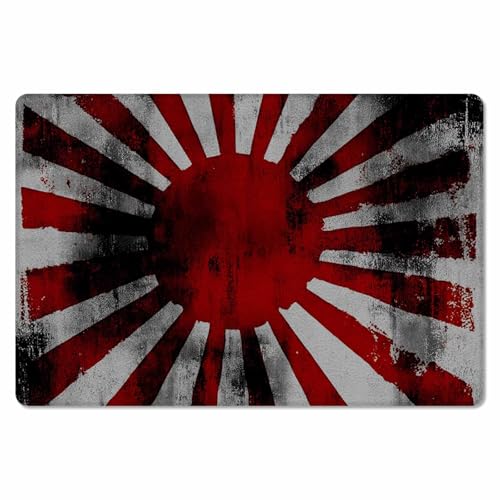 Yubilinco キッチンマット 日の丸 旭日旗 軍艦旗 大日本帝国海軍旗 マット 合皮 踏み心地いい 撥水 直接拭ける 滑り止め付 保温 キッチン 台所 リビングルーム 部屋 玄関マット お手入れ簡単 直角長方形 丈夫 45×120cm