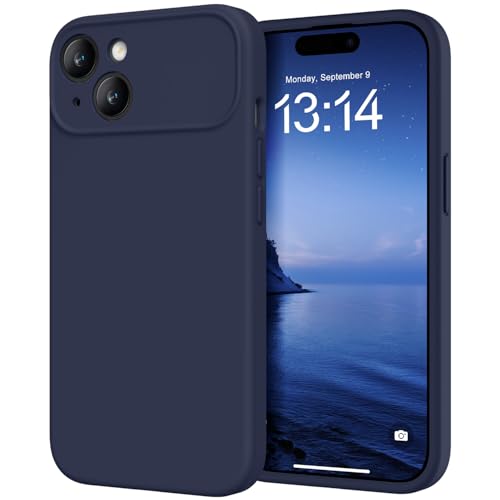 Coque silicone iPhone 15 Pro Max antichoc gel souple bleu nuit protection microfibre