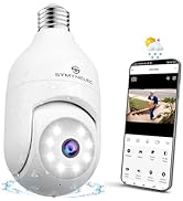 SYMYNELEC Light Bulb Security Camera: Outdoor Wireless WiFi Light Socket Security Cam 360 AI Moti...