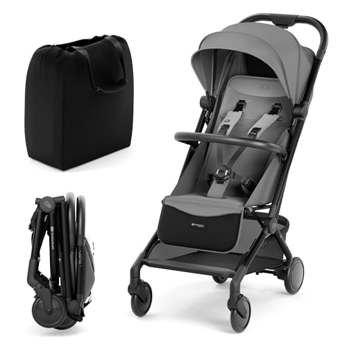 Kinderkraft PILOT 2 Kinderwagen, Liegebuggy, Sportwagen, Innovatives Klappsystem, Kleine Maße nach Zusammenklappen, Tragegurt, Filter UPF 50+, 5-Punkt-Sicherheitsgurten, Grau