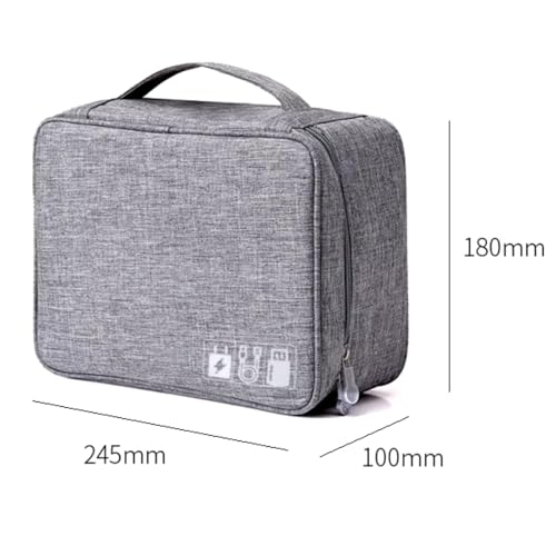 Organizador Bolsa Estojo para Cabos e Acessórios Eletrônicos, Tecido Resistente para Presente (Cinza