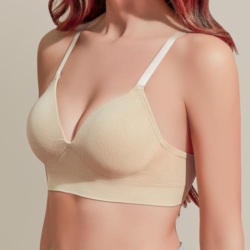 Image of Eleplus 3 Pieces Deep V Wireless Bras for Women Seamless Comfy Bralettes Lightly Lined Multicolors Pack
