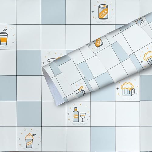 Image of SARVATRAY Self-Adhesive Wallpaper, Kitchen Oil Proof Heat Resistant Stickers, Vinyl Sheet for Wall 2 X 6.5 SQ FT (2 M Liquid Theme Blue WS)