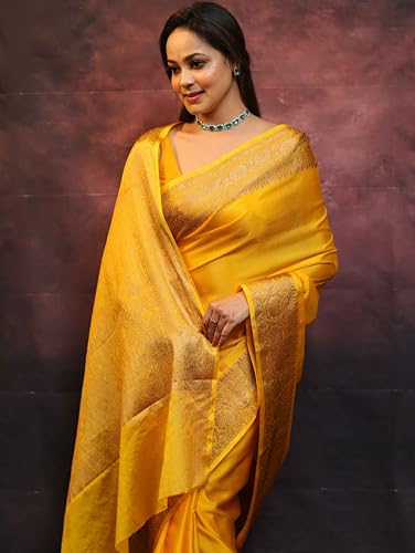 Image of Sugathari Women's Banarasi Saree Pure Kanjivaram Silk Saree Soft new ladies 2025 Design Wear Pattu Sarees Sadi Party Sari collections With Blouse Piece (San Pari-225)
