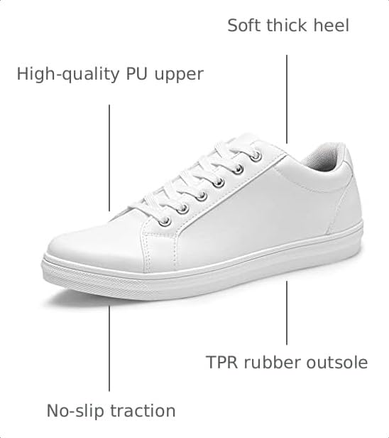 Image of Jousen Mens White Tennis Shoes Breathable Casual White Sneakers Lightweight