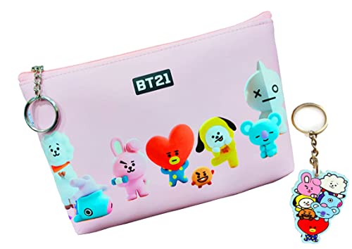 KOBBET Polyester Bt-21 Pencil Case Pouch Bts Army Team Large Big For Kids School Stationery Travel Cosmetic Bag Girls With Key Chain Gift (Style 1)-Multicolor (B0BNLK3LVJ) Amazon Price History, Amazon Price Tracker