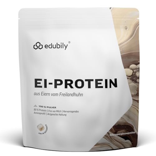 edubily® Eiklar Protein Pulver aus Freilandhaltung - Premium Eiweißpulver ohne Milch - Laborgeprüft (750 g, Ohne Aroma)