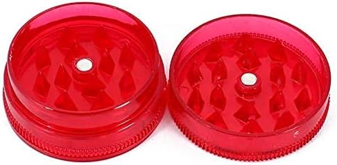 Plastic Herb Grinder 3 Part Mini Magnetic Shark Teeth Assorted Colours, 40mm 3 Piece Herb Grinders, 6 Colours to Choose from, Portable and Pocket Size, Smell Proof Airtight Storage (RED)