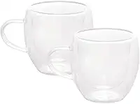LYOR - Conjunto 2 Xícaras de Café Parede Dupla de Vidro Borossilicato Modern 80ml