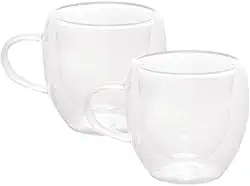 LYOR - Conjunto 2 Xícaras de Café Parede Dupla de Vidro Borossilicato Modern 80ml