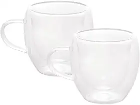 LYOR - Conjunto 2 Xícaras de Café Parede Dupla de Vidro Borossilicato Modern 80ml