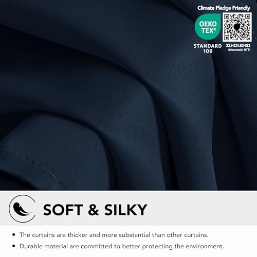 Image of Deconovo Thermal Eyelet Blackout Curtains Bedroom 46 inchx 90 inch Navy Blue 1 Pair