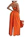 Floerns Women's 2 Piece Outfit Halter Neck Crop Cami Top with Twist Front Pants Set Orange X-Small