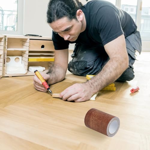Image of Wood Grain Tapes 3inchx15feet Durable Multi-Use Adhesive Patch Self Adhesive Wood Grain Repair Patch Wood Colored Stickers Brown Upholstery Wood Duct Tape for Doors Floor Furniture
