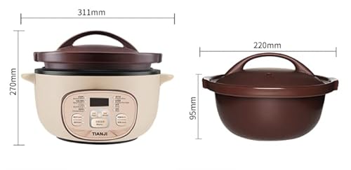 Tianji Electric Claypot Brown Rice Cooker Small Dsg-Tz30 3.17 Quart, Adjustable Time Natural Ceramic Material Unglazed Porcelain 120V, Off-White And Brown #TOP5
