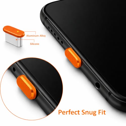 Image of Mizi USB C Dust Plug for iPhone 17 Pro Max (4 Pack) - Charging Port & Speaker Port Protector, Complete Cleaning & Maintenance Accessories - Orange