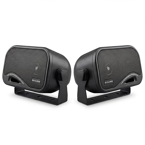 Caliber CSB2 Aufbaulautsprecher Auto (Set) - 3-Wege Koaxial System 120W (80W RMS) - Universal Lautsprecherboxen mit Halterung für KFZ, Wohnmobil, Oldtimer & Boot - Schwarz