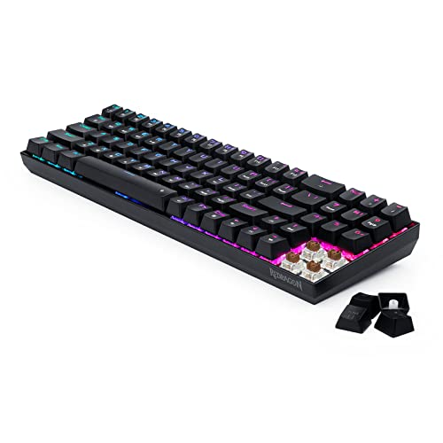 Redragon K627 Pro Mechanical Gaming Keyboard Rgb Led Backlit 78 Key Wired/Wireless 2.4G And Bluetooth With Anti-Dust Brown Switches For Pc Gamers (Black) #TOP4