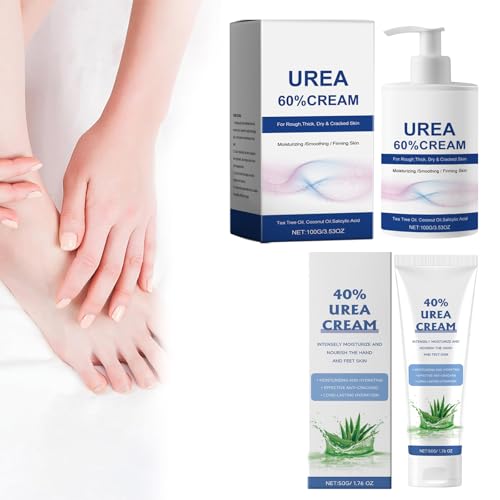 Urea Crema 60% Hidratante y Anticracking Foot Crea, con 1 Botella de Urea Crema 40 por ciento Hidratante, Crema Hidratante Para Manos Y Pies Cuidado