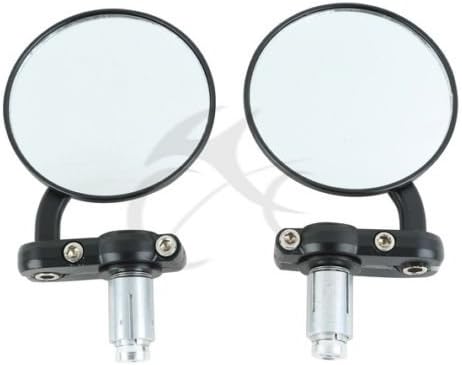 Miniatura 6 de XFMT Espejos retrovisores negros para motocicleta de 3 pulgadas, redondos, 78 pulgadas, compatible con BMW, Buell, Ducati, Harley Davidson, Honda,