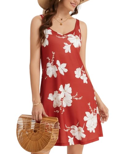 Image of ANYFITTING Built in Bra Summer Dresses for Women 2025 Casual Short Dress with Pockets Mini Floral Sundresses