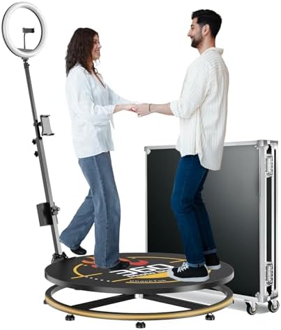 360 Photo Booth Machine with Flight Case for Parties,RGB,PhotoBoo...