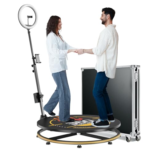 360 Photo Booth Machine with Flight Case for Parties RGB PhotoBooth Chacktok VIP Software APP Remote Automatic Slow Motion Rotating 360 Video Camera Booth for 2-3 People