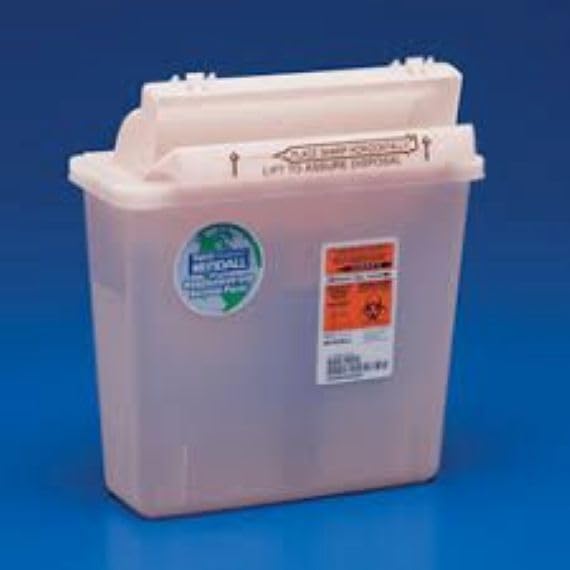 SharpSafety™ in Room Sharps Containers with The SharpStar™ Lid, Postindustrial Plastic, Red, 3 Gallon, Case of 10