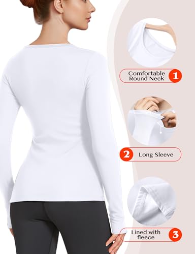 Image of Women's Long Sleeve Thermal Underwear Lightweight Compression Baselayer Shirt Women Clothing Premium Comfort Winter Tops
