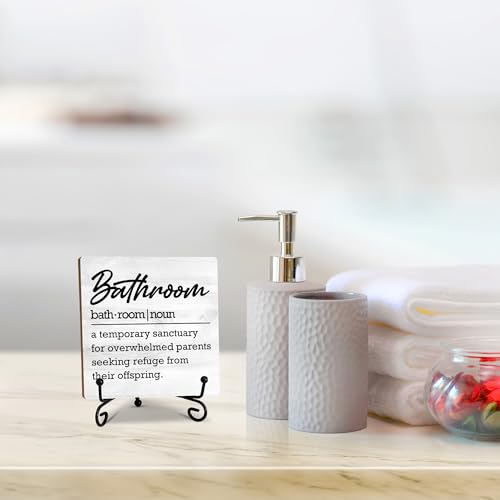 Bathroom-Wooden-Sign-Bathroom-Definition-Bathrooms-Decor-Sign-With-Stand-Home-Office-Decor-Funny-Gifts-Bathrooms-Farmhouse-Rustic-Table-Decor-Accessories-Supplies-5X5-Inches-A60 Bathroom Wooden Sign Bathroom Definition Bathrooms Decor Sign With Stand Home Office Decor Funny Gifts Bathrooms Farmhouse Rustic Table Decor Accessories Supplies 5X5 Inches A60