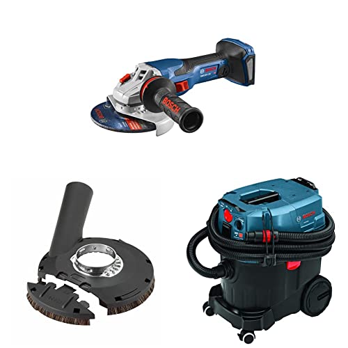 Bosch Gws18V-13Cn 18V Profactor 5-6"Connected Ready Angle Grinder (Bare Tool),18Sg-5E 5"Surface Grinding Guard,Vac090Ah 9 Gallon Dust Extractor,And Dc518 5 In.double Row Segmented Diamond Cup Wheel #TOP5