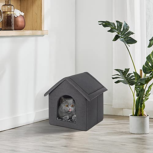 EUGAD Hundehöhle kleine Hunde, Katzenhöhle große Katzen 52x46x52cm M, Hundehaus drinnen indoor, Hundehütte Stoff, Katzenhaus winterfest, Kuschelhöhle , Schlafhaus Haustierhaus zuhause, Grau 0012GD