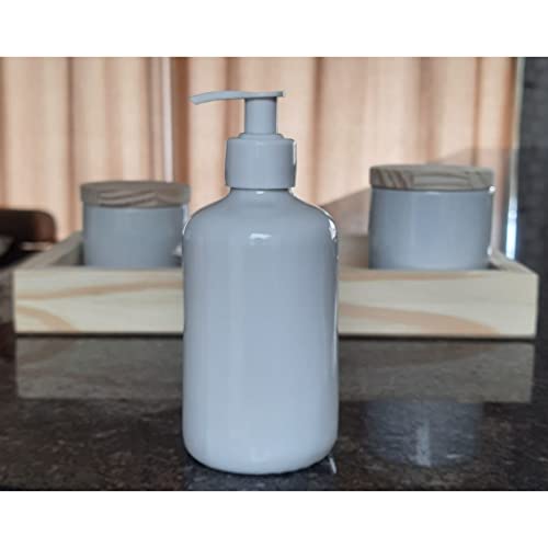 Kit higiene bebê 5 peças - Bandeja, potes, porta álcool e molhadeira - Peças porcelana bandeja e tam