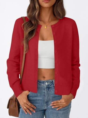 Image of Trendy Queen Lightweight Cardigan Sweaters for Women 2026 | Soft Knit Button-Down, Classic Fit Open-Front Layering Piece for Fall, Winter & Office Wear