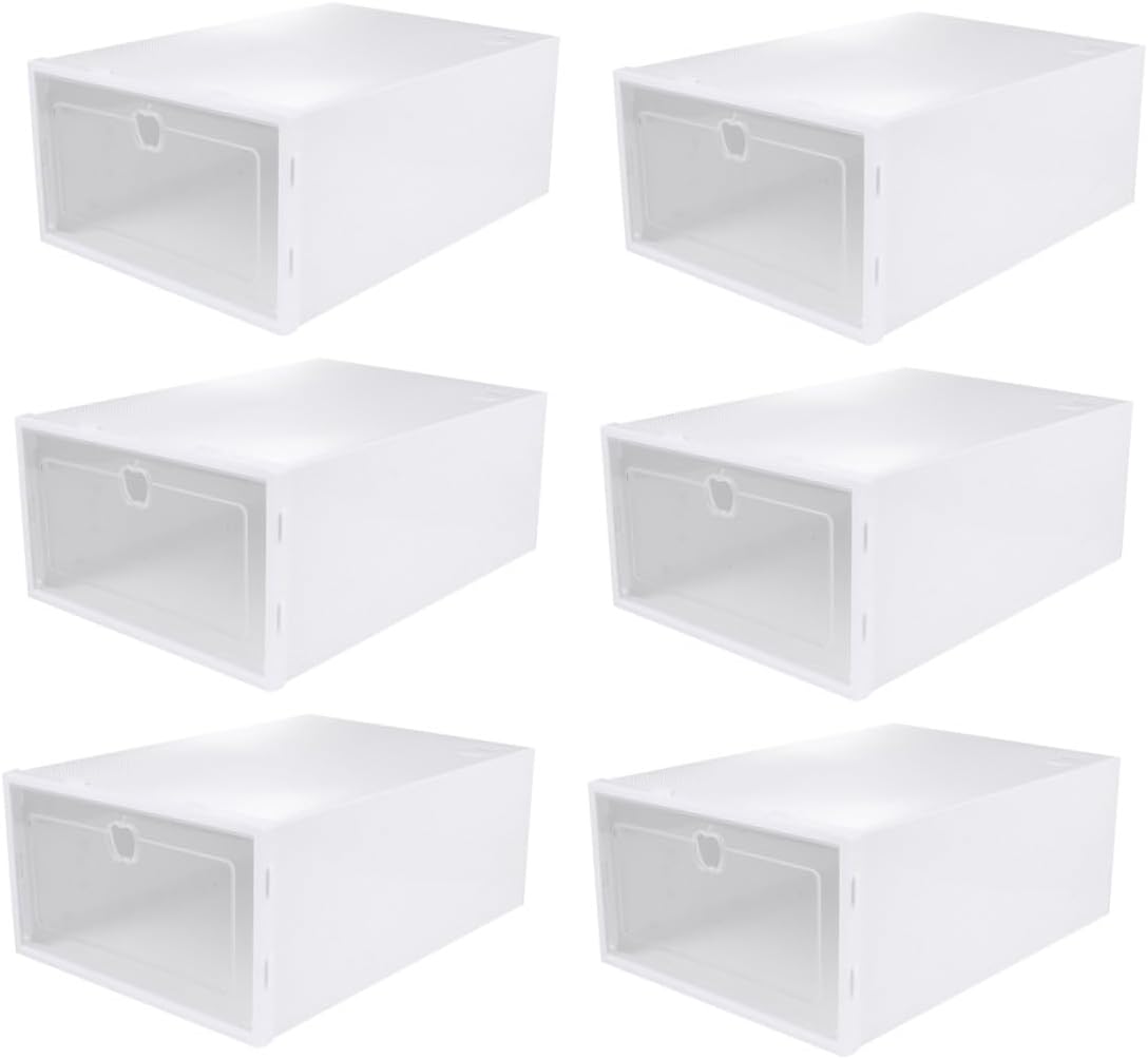 6pcs Shoe Storage Boxes with Lids Stackable Plastic Shoe Organizer for Entryway for Sneakers Heels Boots and Slippers Style