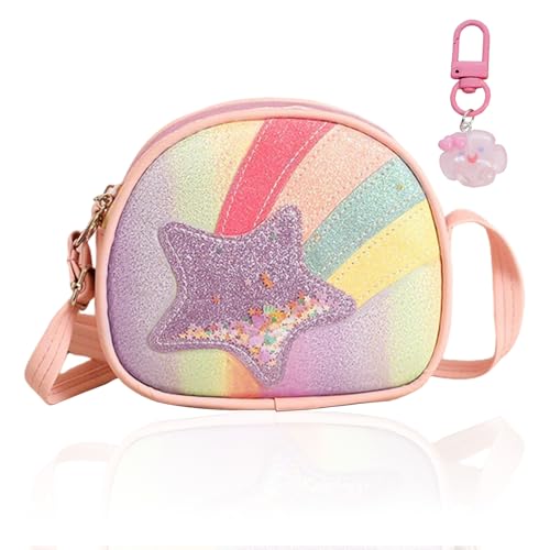 ChAusa Rose Sac a Main Enfant Fille en Ciel Étoile, Princesse Mignon Sacoche Enfant, Réglable Arcen Sac à Bandoulière pour Petites illes, Enfants Shopping la Randonnée