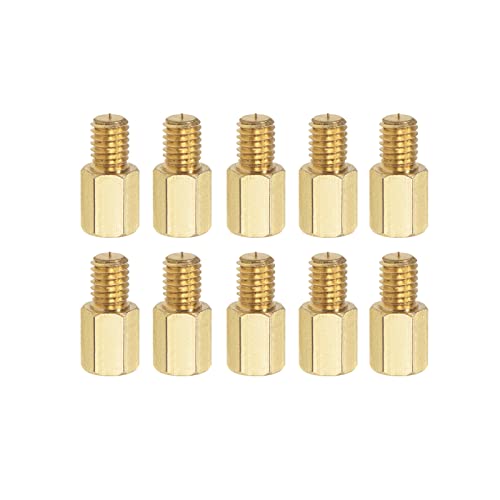 YOKIVE 10 Pcs M6 Standoff Screws, Brass Hex PCB Standoffs, Keep Height Consistent, Great for Motherboard (Gold Tone, 10mm+8mm)