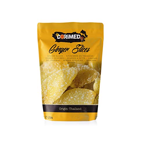 Kandierter Ingwer in Stücken 1 kg | Dehydrierte Trockenfrüchte Glasierte Ingwerscheiben | Kandierter Ingwer in Scheiben | Gesüßte getrocknete Blätter | IDEAL für Rezepte | Vegetarier und Veganer. - Image 6