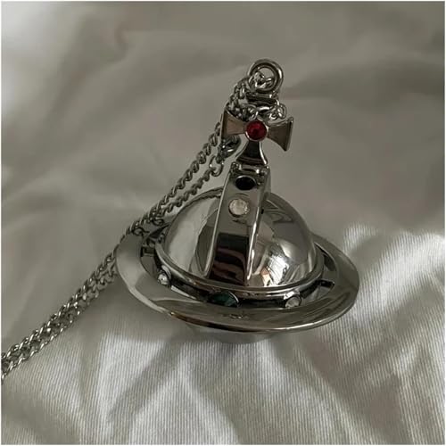 ZHUANH Encendedores portátiles con Forma de Collar de Saturno, encendedores inflables de Llama Suave Estilo Trinchera Vintage, encendedores geniales for Regalos de Hombres y Mujeres(Silver)