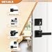 Probrico Flat Black Passage Door Lever with Single Cylinder Deadbolts Combo Pack, Modern Square Lock Set Handleset,Exterior Handle and Set,Exterior