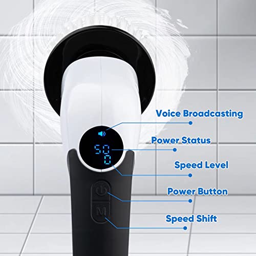 Electric Spin Scrubber, Cordless Cleaning Brush Power Shower Scrubber Long Handle Extendable Handheld Electric Scrubber For Bathroom Floor Tub Tile With 8 Replaceable Brush Heads & Hook #TOP7