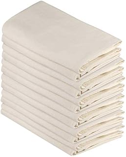 DG Collections Flour Sack Dish Towels, 100% Cotton, Set of 12 (27x27 Inches), Multi-Purpose Vintage Kitchen Towels, Very Soft,Highly Absorbent, Lint Free, Pre-Washed Tea Towels For Embroidery- Natural