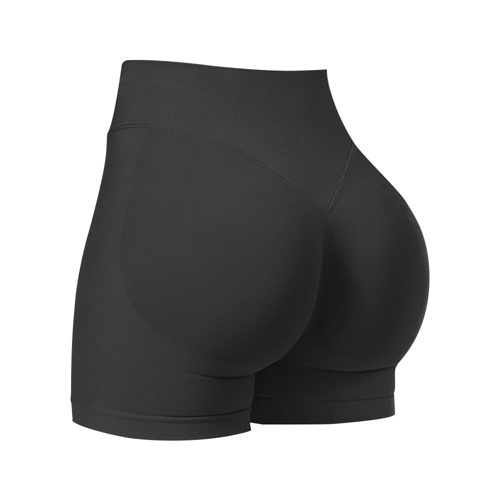 JN JANPRINT Pantalones cortos de ciclismo para mujer, para correr, gimnasio, levantamiento de glúteos, cintura alta, 4.5 pulgadas, sin costuras