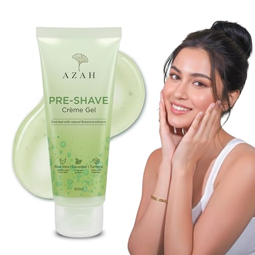 Image of Azah Pre-Shave Gel For Women With Aloe Vera & Cucumber| Free from Sulphates & Parabens | No Razor Burns or Cuts | Best for Smooth Facial Shaves & Moisturizing | For All Skin Types - 50 ml