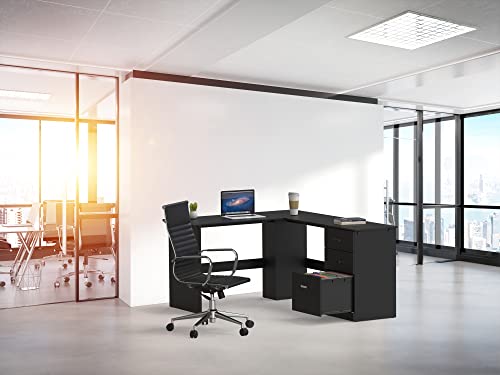 Shw L-Shaped Home Office Wood Corner Desk With 3 Drawers #TOP5